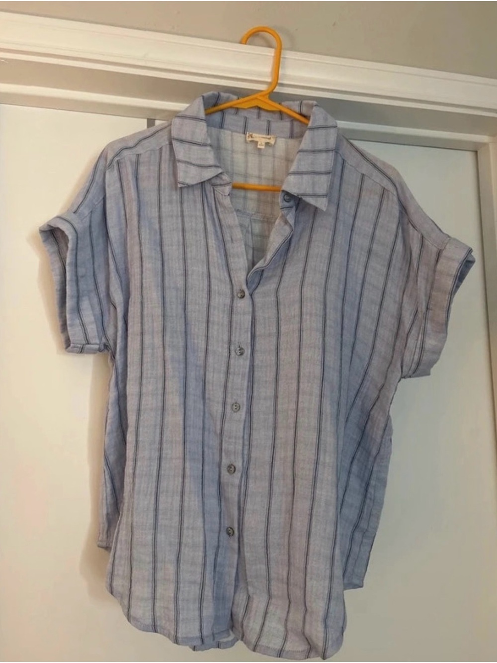 Hem & Thread Blue Striped Short-Sleeve Button-Down Shirt